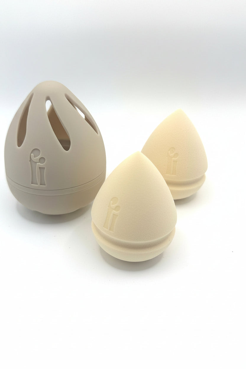Support beauty blender avec deux éponges